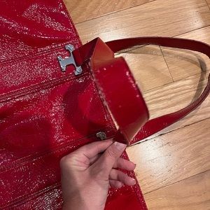 Rare Tory Burch bright red patent leather bag with silver hardware!